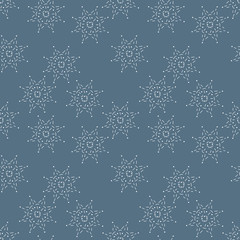 Hand drawn Snowflakes on blue background . Seamless pattern. Vector illustrations