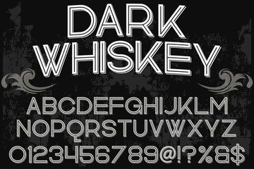 abc Font alphabet  Alphabet Font. Typography modern style gold font set. vector illustration label design dark whiskey