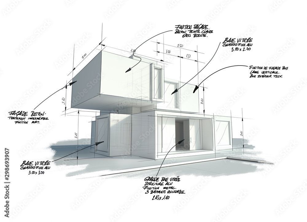 Aufkleber modern house abstract rendering