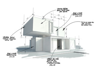 Modern house abstract rendering