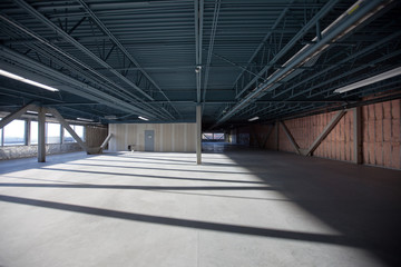 Interior of new industrial open space construction