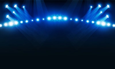 Fototapeta na wymiar Stage podium with lighting, Stage Podium Scene with for Award Ceremony on Light blue Background vector design.