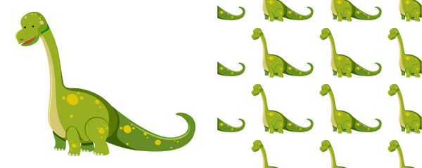 Seamless pattern of dinosaurs on white