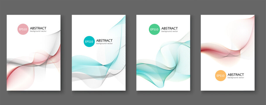 Set of abstract vector backgrounds with line waves.Vector illustration.