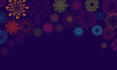 Fototapeta na wymiar Firework happy new year festive background vector design