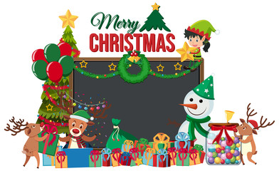 Obraz na płótnie Canvas Card template with snowman and christmas presents