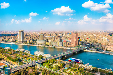 Cairo and Nile from above - obrazy, fototapety, plakaty