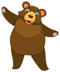 Single character of grizzly bear on white background