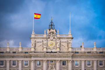 Fototapeta na wymiar Closeup of fasade of Royal Palace in Madrid, Spain