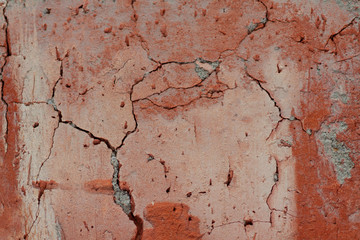Shabby brick wall with cracks