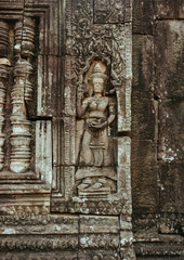 Acient Murals and cave paintings on Agkor Wat temple walls