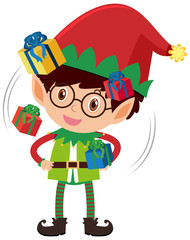Single character of christmas elf on white background