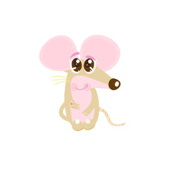Cute mouse vector illustration. Little mouse on white background
