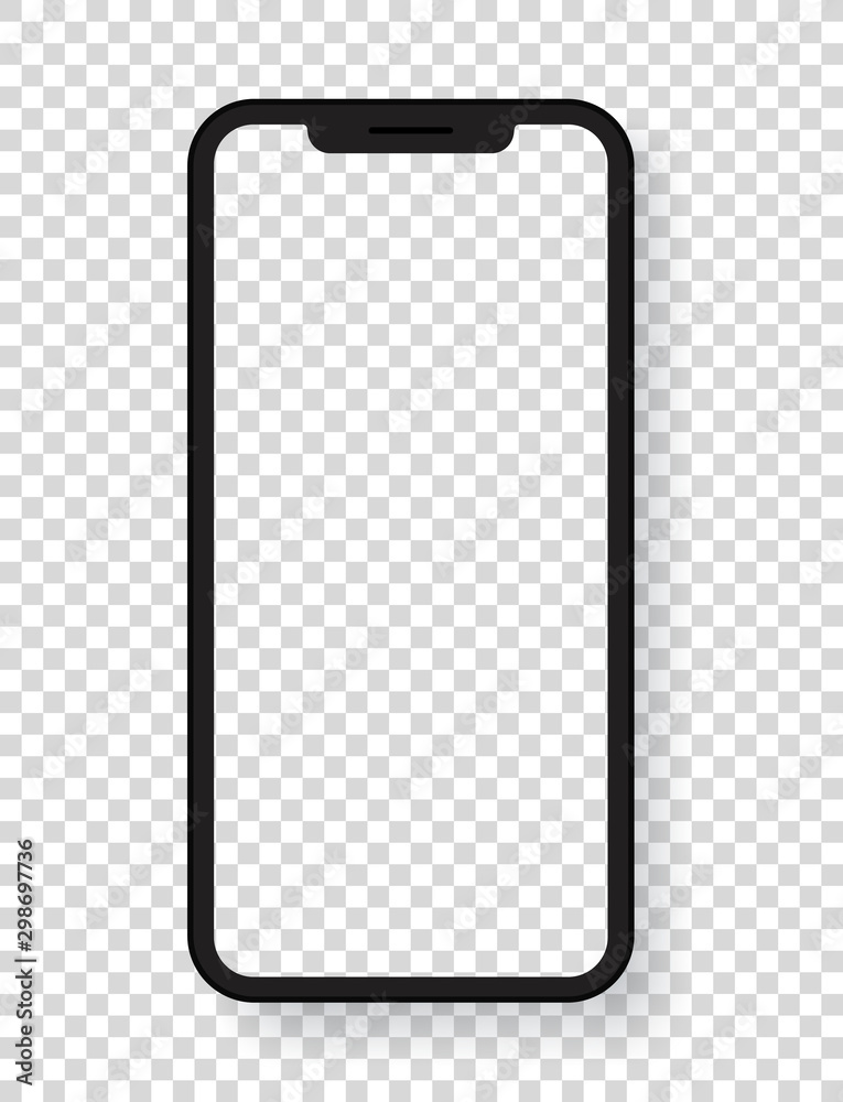 Poster modern mobile phone layered vector template isolated on white background