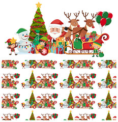 Seamless background design with Santa and reindeers