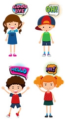 Four kids with different expressions