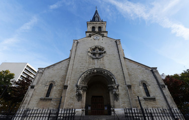 Fototapeta na wymiar The Notre-Dame-de-la-Gare church in Paris, France. It located in 13th district of Paris.