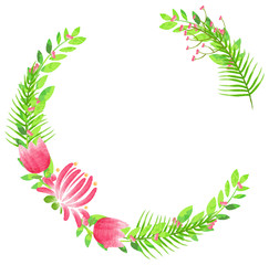 Frame design with flowers and leaves