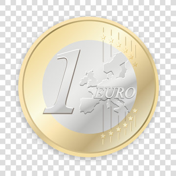 Euro coins isolated on transparent background