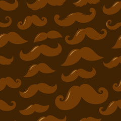 Different sillhouettes of moustache seamless background