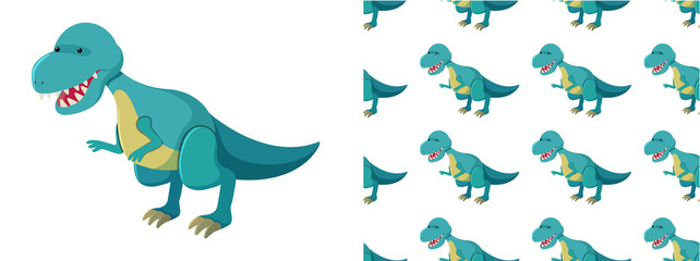 Seamless pattern of dinosaurs on white