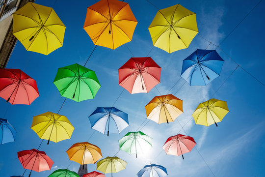 City of Gap - Hautes Alpes - Colourful umbrella city decoration