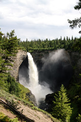 panorama view of helmcken falls, most famous waterfall in wells gray provincial park canada
