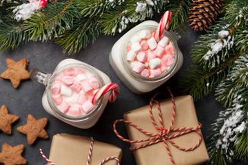 Traditional christmas cocktail with marshmallow