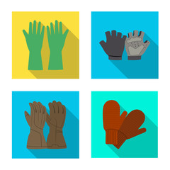 Vector design of glove and winter icon. Set of glove and equipment stock symbol for web.