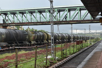 Naklejka premium hydroelectric power station-Oil tank in Indian railways transportation