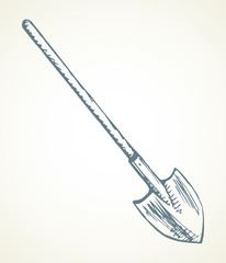 Shovel. Vector drawing icon sign