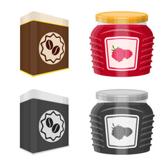 Vector design of can and food icon. Collection of can and package stock symbol for web.