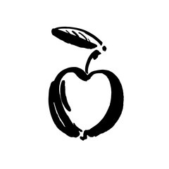 Apple vector sketch icon isolated on background. Hand drawn ink brush illustration. Icon for infographic, website or app