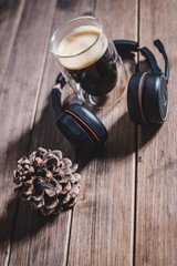 Pine cone and cup of coffee