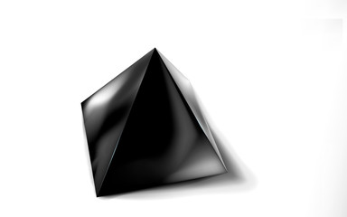 Mockup of blank glossy black pyramid or polyhedron 3d. Icon abstract symbol. Template vector illustration for design and branding.