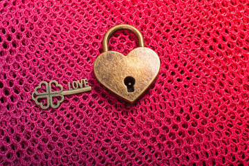 Padlock in heart shape as  symbol of love