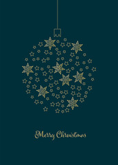 Fototapeta na wymiar Merry Christmas gold xmas pattern card