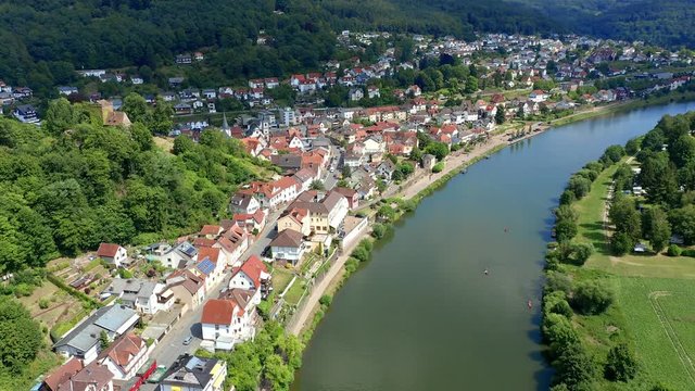 Aerial view, flight at Vierburgeneck near Neckarsteinach, Baden-W&uuml;rttemberg, Germany