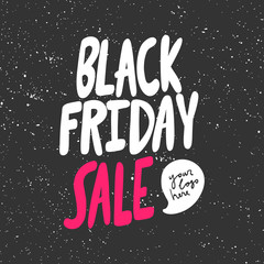 Black Friday sale. Vector hand drawn sticker illustration with cartoon lettering. 