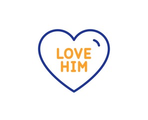 Sweet heart sign. Love him line icon. Valentine day symbol. Colorful outline concept. Blue and orange thin line love him icon. Vector