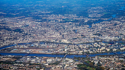 nantes from plane view vue d'avion en france