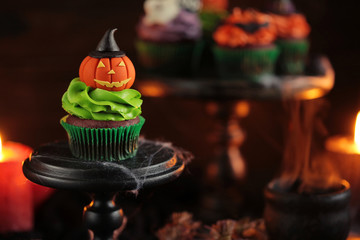 Halloween cupcake with pumpkin