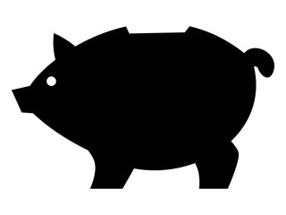 Vector silhouette of piggy bank. Motives of piggybacking, payment, marketing, trading, finance, banking, economy