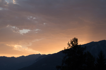 sunset at the alps