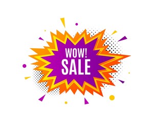 Wow Sale. Banner badge, offer sticker. Special offer price sign. Advertising Discounts symbol. Wow sale banner. Sticker badge. Vector