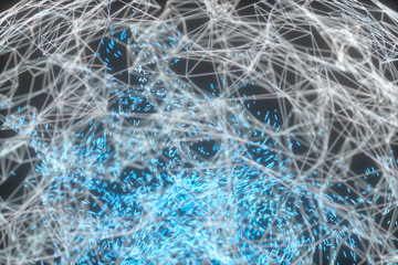 Glowing lines and creative geometries, 3d rendering.