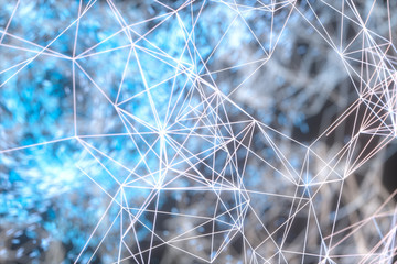 Glowing lines and creative geometries, 3d rendering.