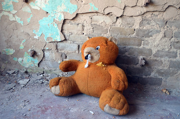 Teddy bear. Former Soviet kids camp.Ukraine gets rid of the consequences of communism. Ruins.  Kiev...