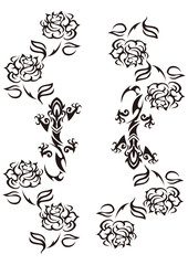 トライバル。 サラマンダーのタトゥー。 リザードのステッカーデザイン。