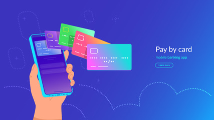 Mobile banking app and payment by credit card via electronic wallet